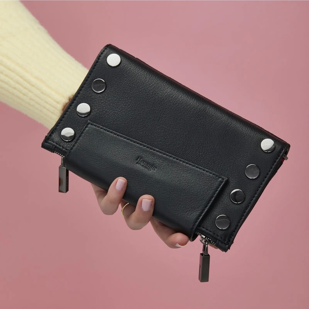 Hammitt Levy Black Gunmetal Leather Bag Handbag Award handbag Zip Lifetime NEW